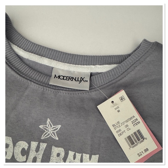 Modern Lux Women’s Beach Bum Blue Graphic Sweatshirt - Picture 4 of 4